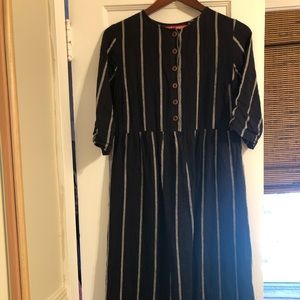 Pyne & Smith xs no 14 linen dress Salem Stripe black stripe